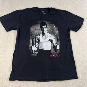 Bruce Lee Graphic T-Shirt Mens XL Black Nunchucks Martial Arts Kung Fu Movie Tee